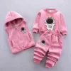 Survêtement Ours Bébé 3 Pièces — Gilet Capuche, Sweat et Pantalon - Astronaute Rose