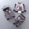 Survêtement Ours Bébé 3 Pièces — Gilet Capuche, Sweat et Pantalon - Chaton Gris