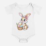 Body bébé Paques - à manches courtes - Lapin panier