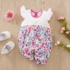 Barboteuse Froufrou bébé – Romper coton léger - Fleurs