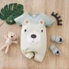 Barboteuse oursons bébé – Romper coton léger à manches courtes - Crème