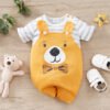 Barboteuse oursons bébé – Romper coton léger à manches courtes - Jaune