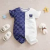 Barboteuse oursons bébé – Romper coton léger à manches courtes - Bleu