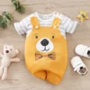 Barboteuse oursons bébé – Romper coton léger à manches courtes - Jaune
