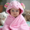 Cape de Bain Bébé – Sortie de Bain Coton Doux pour Enfant - Elephant rose
