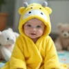 Cape de Bain Bébé – Sortie de Bain Coton Doux pour Enfant - Hippo jaune