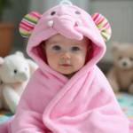 Cape de Bain Bébé – Sortie de Bain Coton Doux pour Enfant - Elephant rose