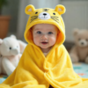 Cape de Bain Bébé – Sortie de Bain Coton Doux pour Enfant - Tigre
