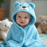Cape de Bain Bébé – Sortie de Bain Coton Doux pour Enfant - Ours bleu
