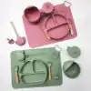 set repas bébé silicone rose complet antidérapant