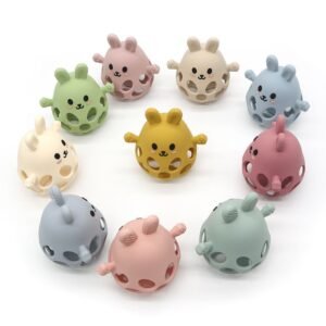hochet bébé silicone poussin anneau de dentition jouet sensoriel bebe