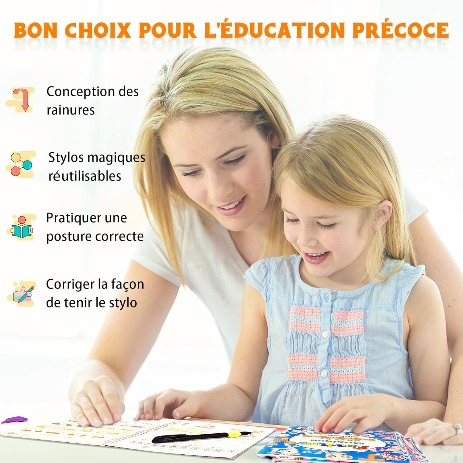 Stylo magique enfant avec recharges et guide doigt