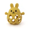 Hochet Bébé Lapin en Silicone – Anneau de Dentition Sensoriel - Jaune