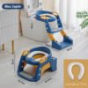 Réducteur de Toilette avec Marche Escalier pour Enfant - Siège Ergonomique Ajustable et Pliable - Bleu