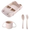 Set Repas Bébé en Silicone – Assiette Voiture avec Couverts et Tasse - Créme