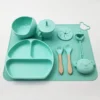 Set repas bébé en silicone – Vaisselle complète antidérapante - Vert