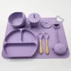 Set repas bébé en silicone – Vaisselle complète antidérapante - Violet