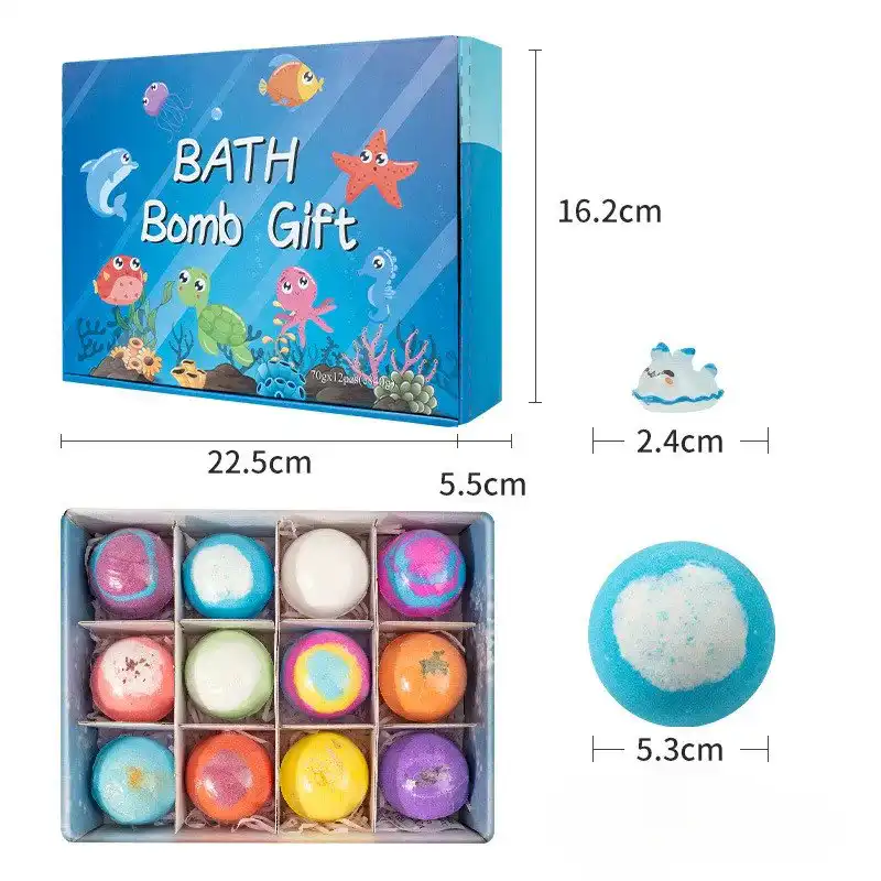 Coffret 12 Bombes de Bain Enfant avec Jouet CachĂ© â Sel de Mer, ThĂšme OcĂ©an - Image 4