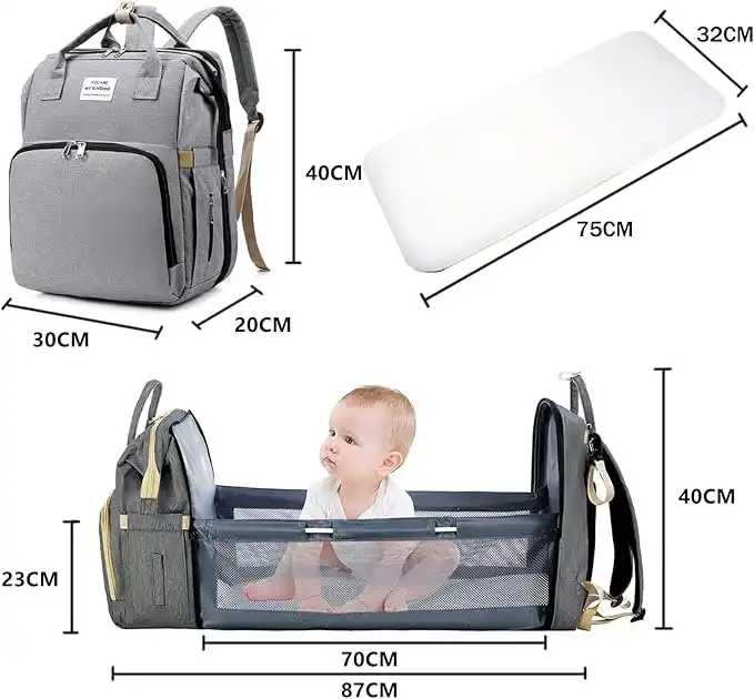 foldable travel cot changing bag dimensions