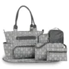 Sac à langer set complet 7 pièces – Élégance Rayures - Gris foncé