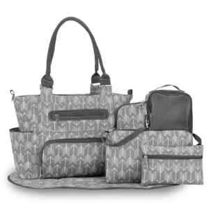dark grey changing bag with changing mat