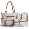 Sac à langer set complet 7 pièces – Élégance Rayures - Caramel