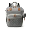 Sac à langer à dos – Grande Capacité Matelassé - Gris