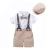 Barboteuse Bébé Garçon Gentleman — Coton, Ensemble 4 Pièces - Voiliers Beige