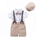 Barboteuse Bébé Garçon Gentleman — Coton, Ensemble 4 Pièces
