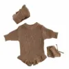 Gestrickter Baby-Spielanzug mit gesticktem Namen – personalisierter Body zur Geburt für Mädchen & Jungen - Khaki