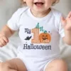 Personalisierter Baby-Body mit Namen — Halloween und Weihnachten, 0-24 Monate - Halloween Kürbis
