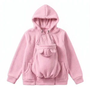 Manteau de portage polaire noir maman bebe - Rose