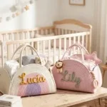 Personalisierter Baby-Aufbewahrungskorb mit Namen, Regenbogen