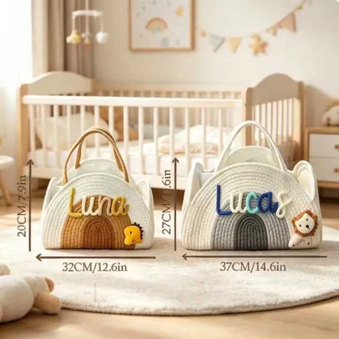 Personalisierter Baby-Organizer-Korb mit Namen - Größen
