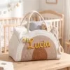 Personalisierter Baby-Organizer-Korb Regenbogen mit Namen - Regenbogen Beige