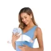 Känguru-T-Shirt-Babytrage für Mama und Papa – Tragen mit Hautkontakt, integrierte Tasche - Damen Himmelblau