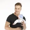 Känguru-T-Shirt-Babytrage für Mama und Papa – Tragen mit Hautkontakt, integrierte Tasche - Herren Schwarz