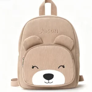 Sac à dos ourson personnalisé marron avec prénom brodé